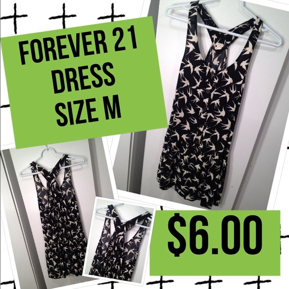 Forever 21 - size M - dress - blk w/white sparrows