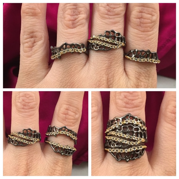 ANITANJA Sea Fan White Topaz Puzzle Ring - Picture 4 of 5