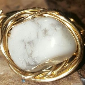 Natural white howlite wire wrapped ring