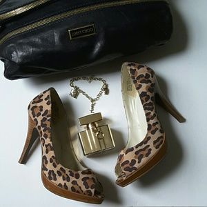 FINAL SALE-LOWEST!!! Leopard print open-toe pumps