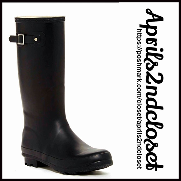 ❗️1-HOUR SALE❗️RAIN BOOTS Tall Black Buckle - Picture 4 of 4