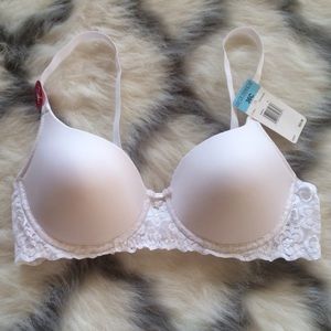 NWT LILY OF FRANCE White Lace Push-up Bra 36C