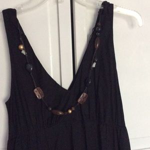 Black cotton dress w/ necklace.  Summery!