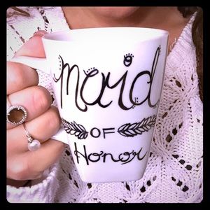 Hand lettered Maid of Honor Mug