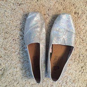 Silver glittery Bob flats.