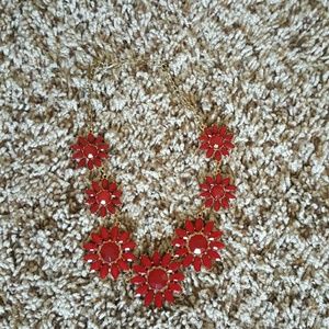 Red flower necklace