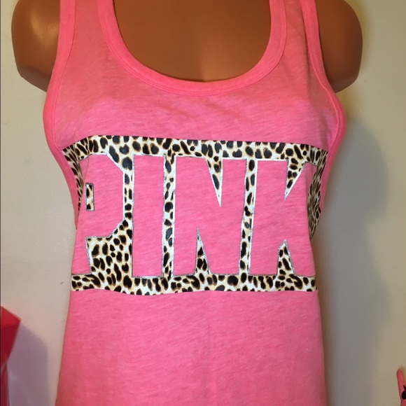 NEW PINK VS LOGO CHEETAH PRINT MUSCLE TANK - Picture 2 of 4