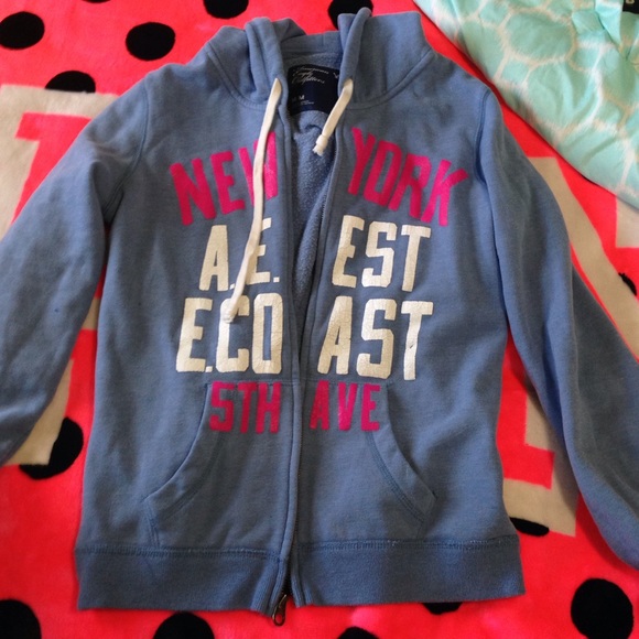 American eagle hoodie medium blue and pink