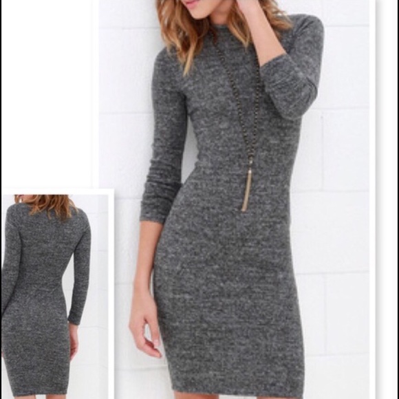 NWT Grey BodyCon Midi Mock Neck Dress