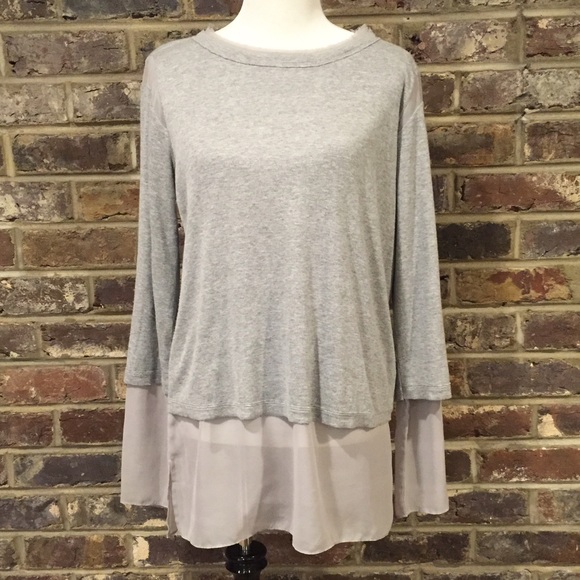 H by Bordeaux Gray Tunic with Chiffon Trim - MD