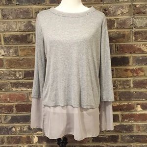 H by Bordeaux Gray Tunic with Chiffon Trim - MD
