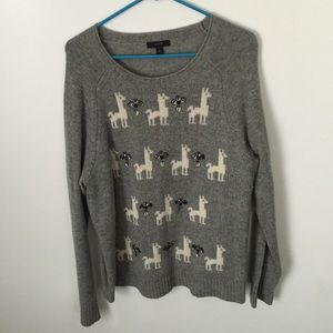 J. Crew Jeweled Llama Sweater