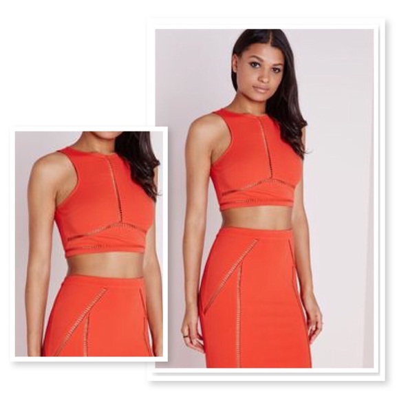 NWT Misguided Ladder Detail Orange Top