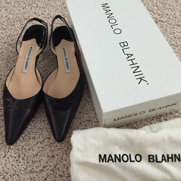 Manolo Blahnik 1 ½ inch sling back heel