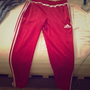 Red Adidas fitted track pants