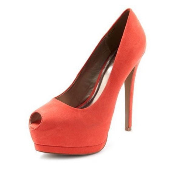 Coral Peep Toe Platform Pump - Picture 1 of 3