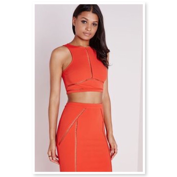 NWOT Misguided Orange Ladder Detail Skirt