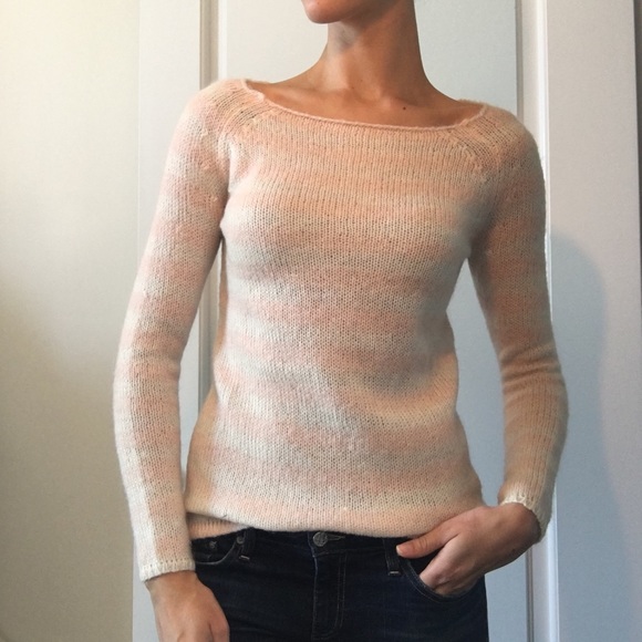 JCREW lightweight Peach & Cream boatneck sweater