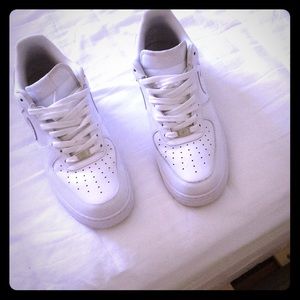 All white nike Air Force ones