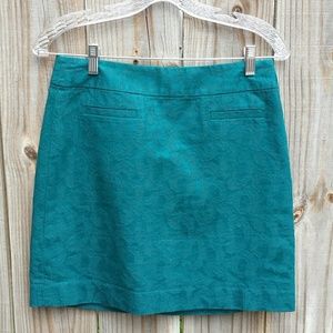 Loft Teal Brocade Skirt