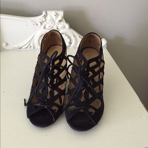 Black Mia lace up wedges size 7