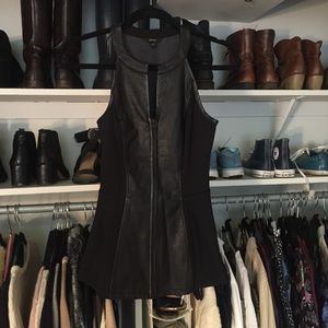 Guess Black Peplum Tank with Leather- Never worn