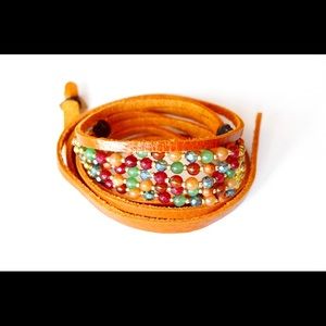 Rust Leather Wrap Bracelet