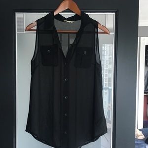 Sheer collared tank top