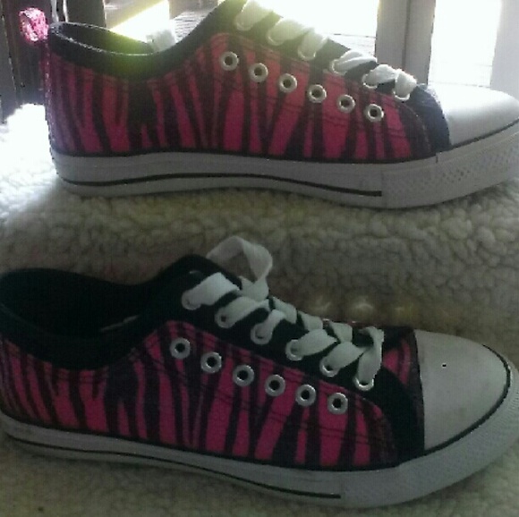 Black, Pink, & White Zebra Converse Style Sneaker
