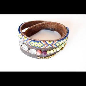 Tribal Leather Wrap Bracelet