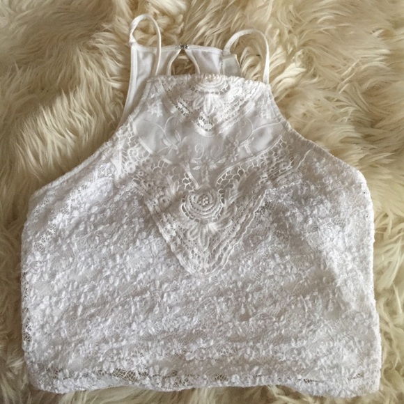 Lace white crop top