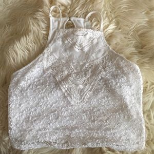 Lace white crop top