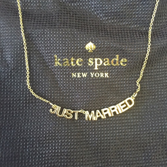 New Kate Spade "Just Married" Gold Necklace