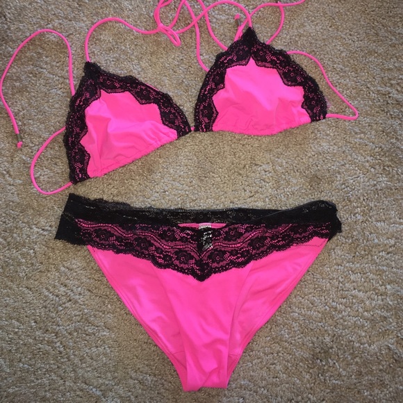 Sexy lace VS Pink bikini