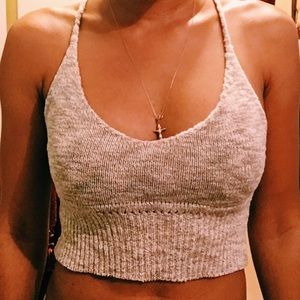 Cream Knit Crop Top