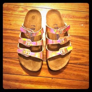 Metallic Birkenstock Florida Sandals. Size 38