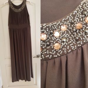 Long taupe gown