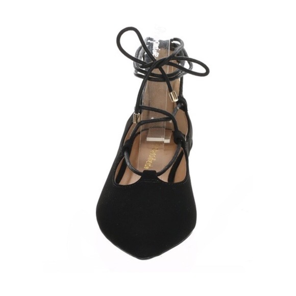 ๐3X HP๐ Black Pointed Toe Lace Up Flats Size 9 - Picture 3 of 4