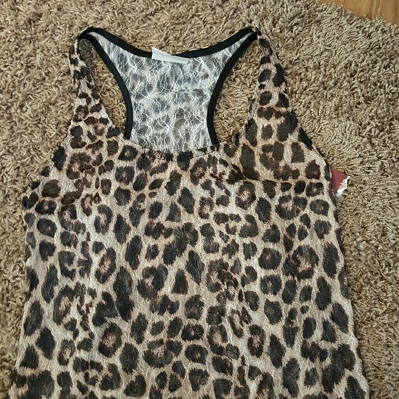 Leopard print sheer tank