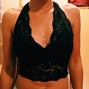 Sexy Black Lace Halter Top