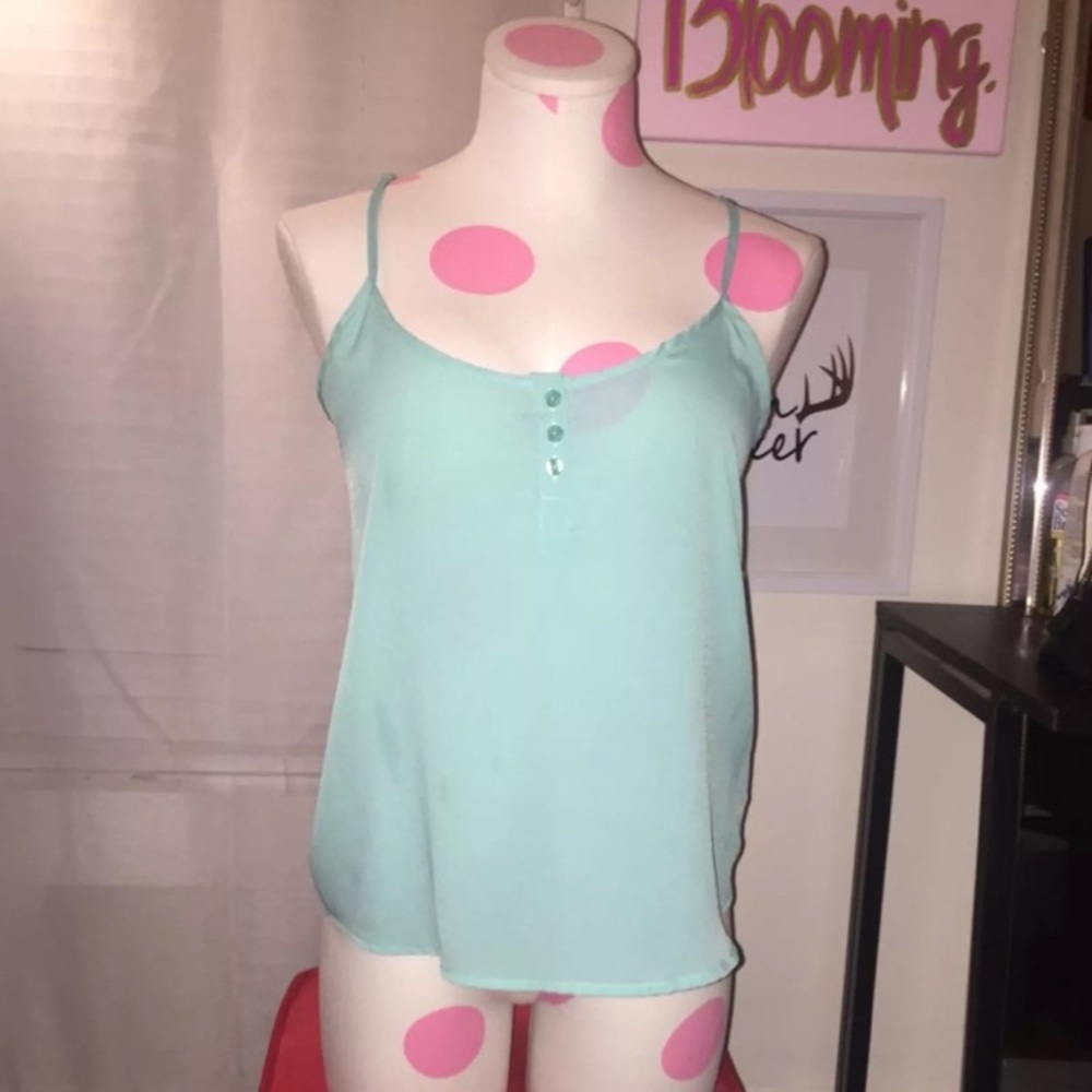 Blue chiffon tank