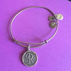 Alex & Ani "R" initial charm bangle.