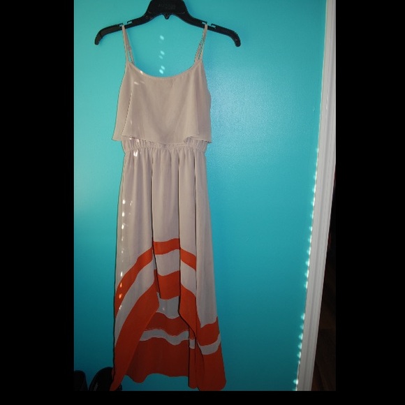 Beige/orange high low dress