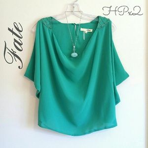 DONATING! Beaded Open Back Blouse by Fate