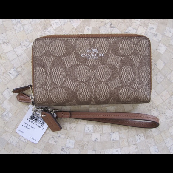 NWT Coach Signature PVC Wallet Wristlet F53564