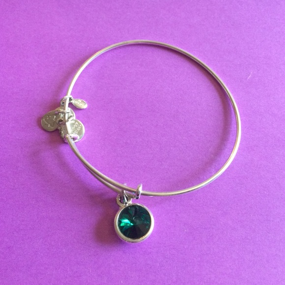 Alex & Ani green gemstone charm bangle.