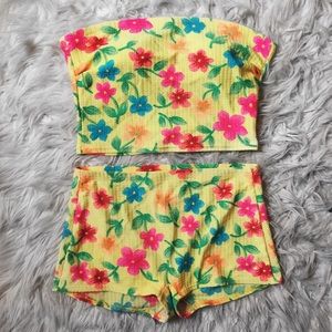 Vintage floral two piece high waisted bathing suit