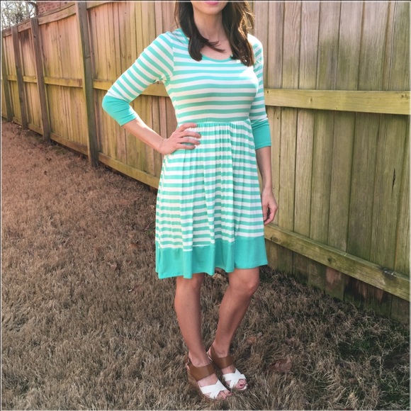 Teal stripe dress
