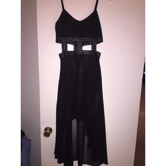 Black Chiffon Hi/Lo Cutout Boutique Dress