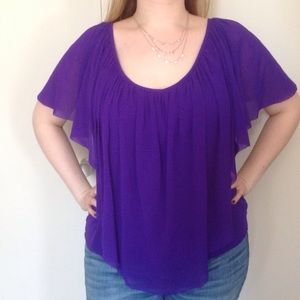 Daisy & Clover Purple flutter sleeve top